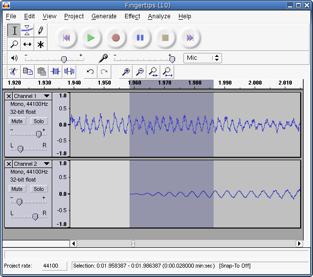 Audacity on Linux screenshot