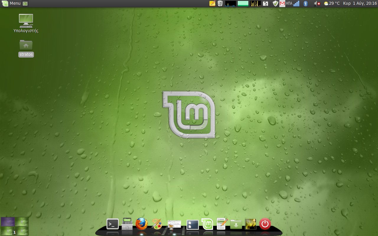Linux Mint 9 (Isadora) desktop screenshot from August 2010, showing the relocated MintMenu taskbar and Cairo-Dock