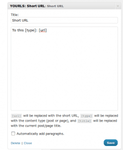 YOURLS-Short URL Widget YOURLS-Short URL Widget