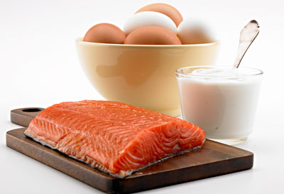20 Protein-Packed Foods that Slim // eggs salmon dairy protein picture c Mitch Mandel